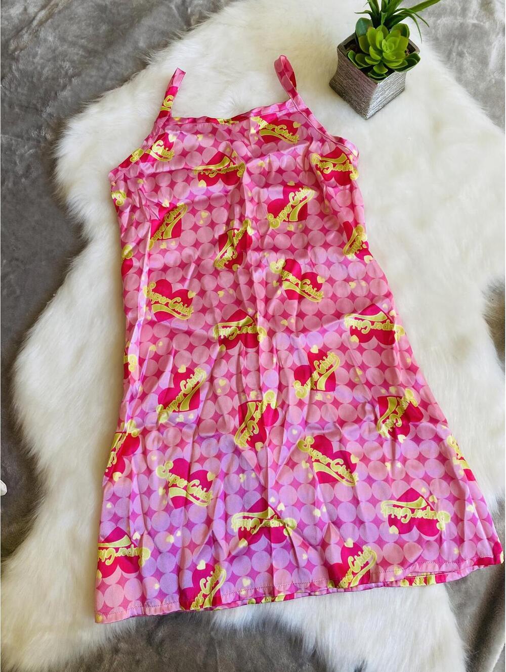 Xhilaration Pink and Yellow Patterned Sleeveless Nightgown Size Small